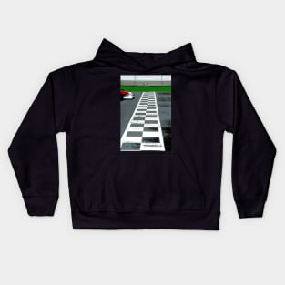 Racing car crosses the finish line Kids Hoodie